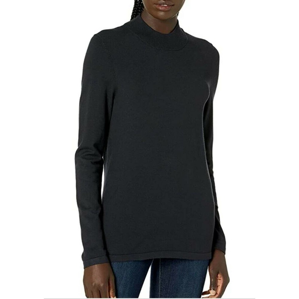 Lark & Ro Women's Warm Handed Synthetic Mock Neck Sweater, Dark Navy, Size XXL